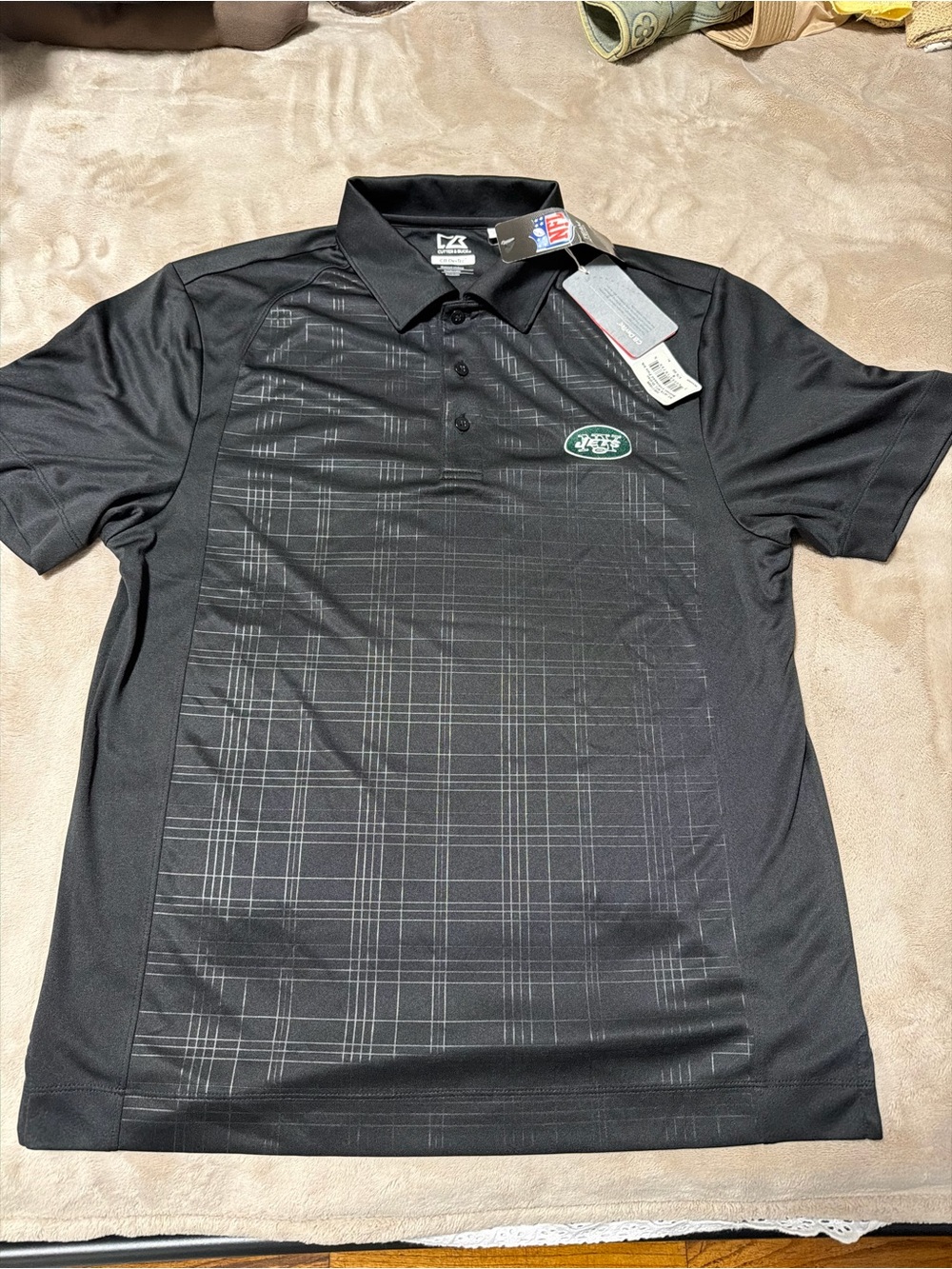 Cutter & Buck Men's Black Performance Polo New York Jets NFL Size Small